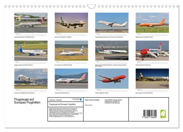Produktbild: Flugzeuge auf Europas Flugh&auml;fen (Wandkalender 2026 DIN A3 quer), CALVENDO Monatskalender