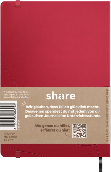 Produktbild: share Notizbuch A5 punktkariert rot