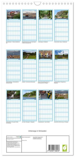 Produktbild: Familienplaner 2027 - Unterwegs in Schweden mit 5 Spalten (Wandkalender, 21 x 45 cm) CALVENDO