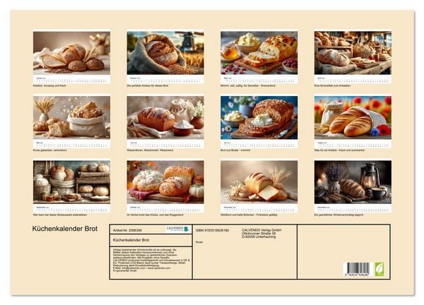 Produktbild: K&uuml;chenkalender Brot (Wandkalender 2026 DIN A2 quer), CALVENDO Monatskalender