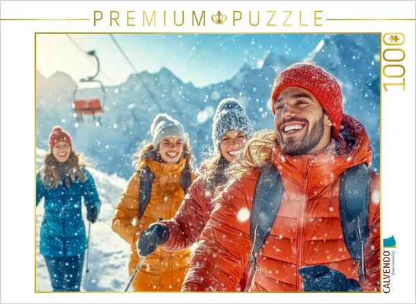 CALVENDO Puzzle Auf zur Gondel und zur nächsten Abfahrt | 1000 Teile Lege-Größe 64x48cm Foto-Puzzle für glückliche Stunden
