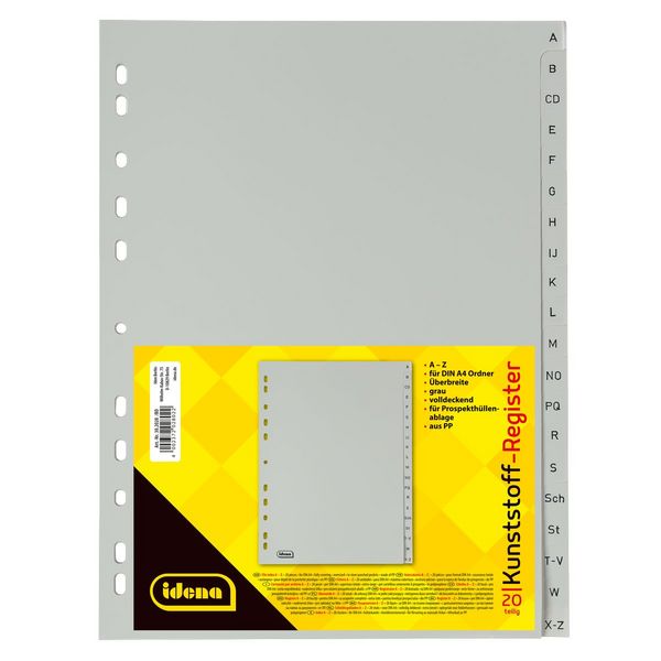 Produktbild: Idena Register aus Kunststoff A bis Z 20-teilig &uuml;berbreit 120&micro; grau DIN A4