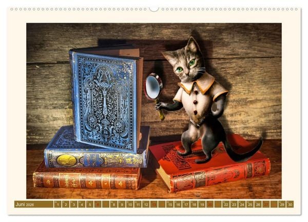 Produktbild: Tierische B&uuml;chernarren (Wandkalender 2026 DIN A2 quer), CALVENDO Monatskalender