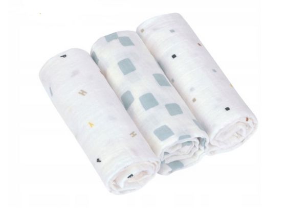 Swaddle & Burp Blanket M GOTS Happy Fruits blue,