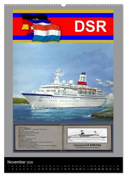 Produktbild: Heimathafen Rostock - Schiffe der Deutschen Seereederei (Wandkalender 2026 DIN A2 hoch), CALVENDO Monatskalender