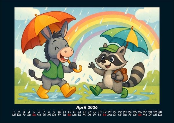 Produktbild: Huf & Rocco Abenteuer durchs Jahr 2026 Fotokalender DIN A4