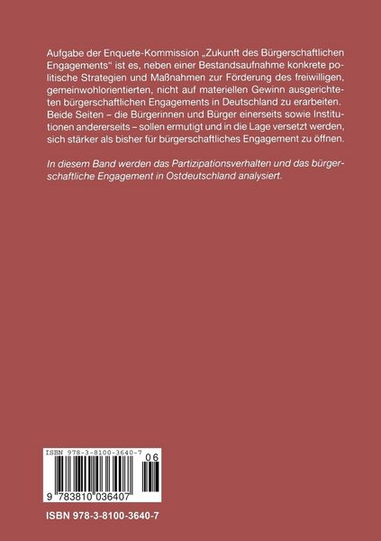 Produktbild: Partizipation und Engagement in Ostdeutschland