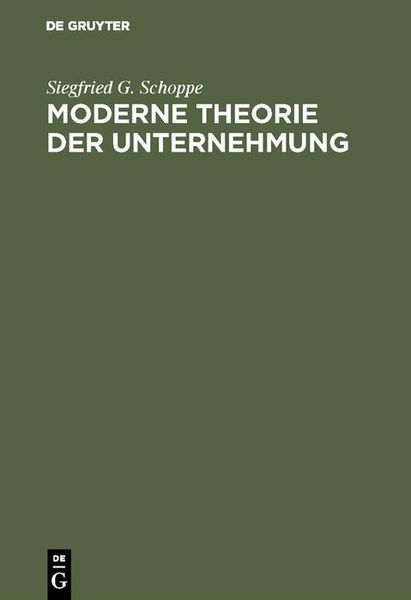 Produktbild: Moderne Theorie der Unternehmung