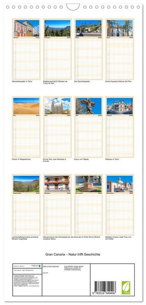 Produktbild: Familienplaner 2026 - Gran Canaria &ndash; Natur trifft Geschichte mit 5 Spalten (Wandkalender, 21 x 45 cm) CALVENDO