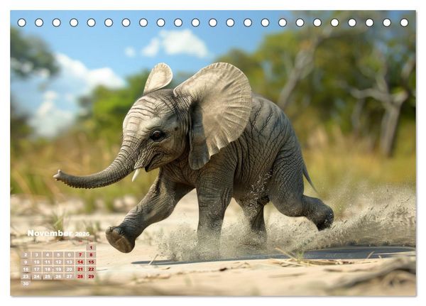 Produktbild: Liebenswerte Elefanten (Tischkalender 2026 DIN A5 quer), CALVENDO Monatskalender