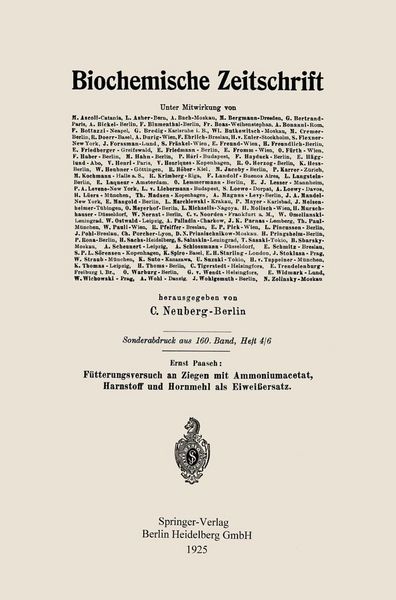 Produktbild: F&uuml;tterungsversuch an Ziegen mit Ammoniumacetat, Harnstoff und Hornmehl als Eiwei&szlig;ersatz