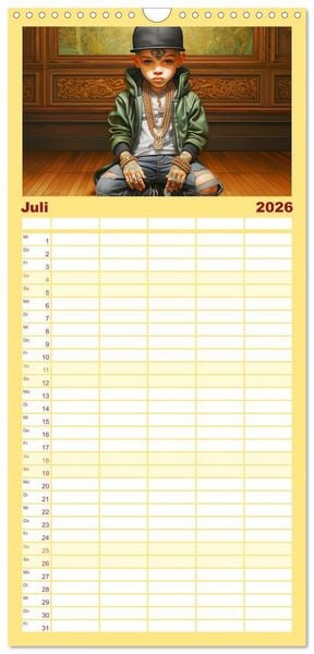 Produktbild: Familienplaner 2026 - Hip Hop Kids. Ein Jahr voller Style und Groove mit 5 Spalten (Wandkalender, 21 x 45 cm) CALVENDO