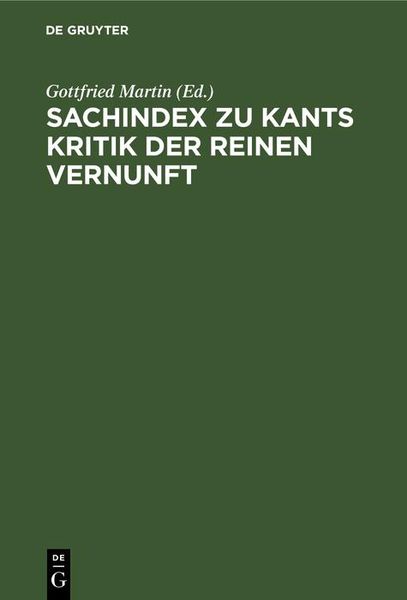 Produktbild: Sachindex zu Kants Kritik der reinen Vernunft