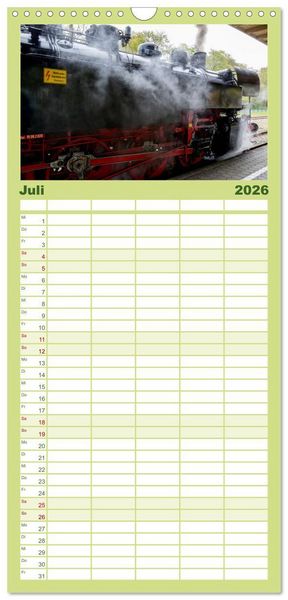 Produktbild: Familienplaner 2026 - Dampflok auf Usedom mit 5 Spalten (Wandkalender, 21 x 45 cm) CALVENDO