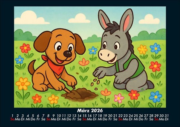 Produktbild: Wuff & Huf - Festliche Freundschaft 2026 Fotokalender DIN A5