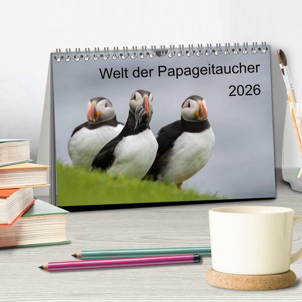Produktbild: Welt der Papageitaucher (Tischkalender 2026 DIN A5 quer), CALVENDO Monatskalender