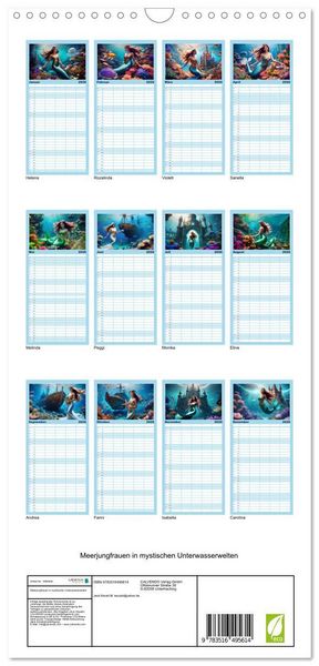 Produktbild: Familienplaner 2026 - Meerjungfrauen in mystischen Unterwasserwelten mit 5 Spalten (Wandkalender, 21 x 45 cm) CALVENDO