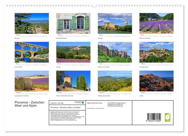 Produktbild: Provence - Zwischen Meer und Alpen (hochwertiger Premium Wandkalender 2026 DIN A2 quer), Kunstdruck in Hochglanz