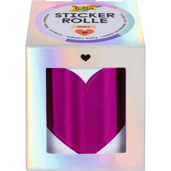 FOLIA Stickerrolle, Hearts 48 Stück