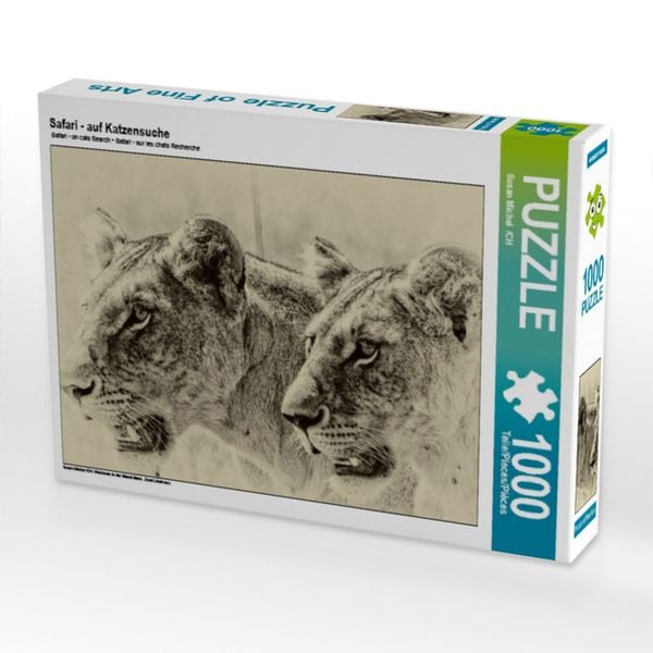 CALVENDO Puzzle Safari - auf Katzensuche | 1000 Teile Lege-Größe 64x48cm Foto-Puzzle für glückliche Stunden
