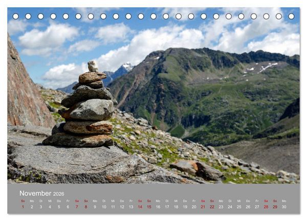 Produktbild: Das Stubaital in Tirol - Gipfelsturm und Gletscherseen (Tischkalender 2026 DIN A5 quer), CALVENDO Monatskalender