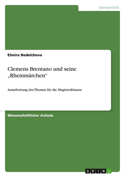 Produktbild: Clemens Brentano und seine "Rheinm&auml;rchen"