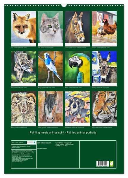 Produktbild: Painting meets animal spirit - Painted animal portraits (Wall Calendar 2026 DIN A2 portrait), CALVENDO 12 Month Wall Calendar
