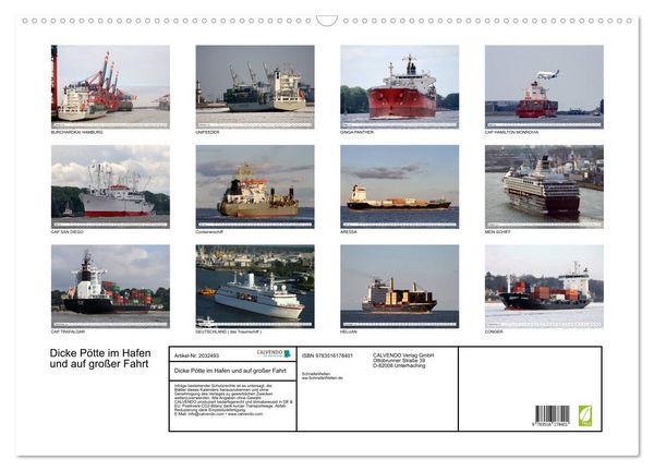 Produktbild: Dicke P&ouml;tte im Hafen und auf gro&szlig;er Fahrt (Wandkalender 2026 DIN A2 quer), CALVENDO Monatskalender