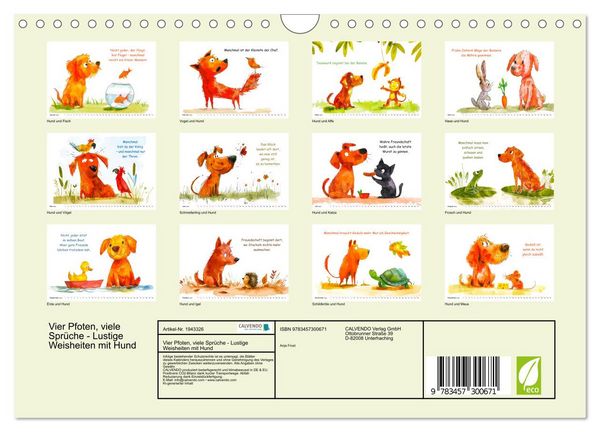 Produktbild: Vier Pfoten, viele Spr&uuml;che - Lustige Weisheiten mit Hund (Wandkalender 2026 DIN A4 quer), CALVENDO Monatskalender