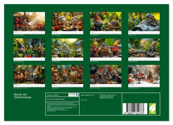 Produktbild: Berufe der Gartenzwerge (Wandkalender 2026 DIN A4 quer), CALVENDO Monatskalender