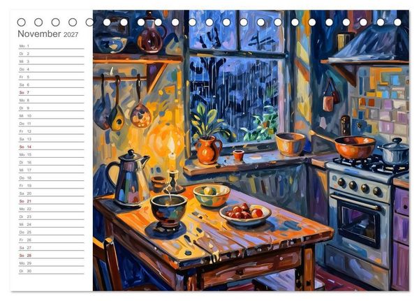 Produktbild: K&uuml;chenrausch - Ein farbstarker K&uuml;chenkalender im expressiven Stil (Tischkalender 2027 DIN A5 quer), CALVENDO Monatskalender