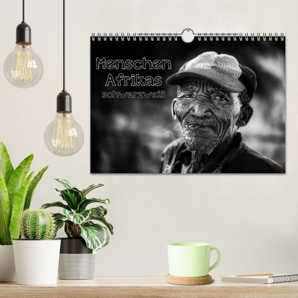 Produktbild: Menschen Afrikas schwarzwei&szlig; (Wandkalender 2026 DIN A4 quer), CALVENDO Monatskalender