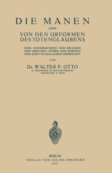 Produktbild: Die Manen Oder von den Urformen des Totenglaubens