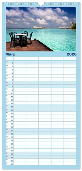Produktbild: Familienplaner 2026 - Malediven &ndash; Das Paradies im Indischen Ozean III mit 5 Spalten (Wandkalender, 21 x 45 cm) CALVENDO