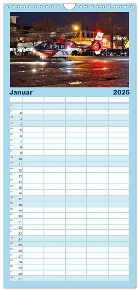 Produktbild: Familienplaner 2026 - Die beeindruckende Welt der Hubschrauber mit 5 Spalten (Wandkalender, 21 x 45 cm) CALVENDO