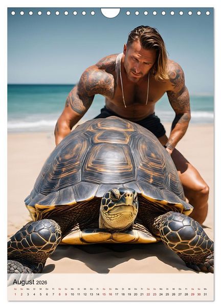 Produktbild: Verwegene Kerle - Muskeln, Tattoos und wilde Tiere (Wandkalender 2026 DIN A4 hoch), CALVENDO Monatskalender