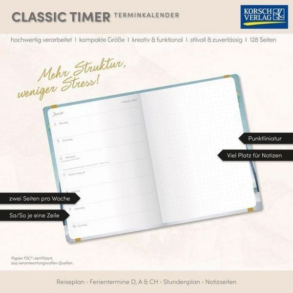 Produktbild: Terminkalender Classic Timer Beach 2027