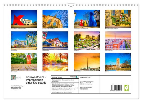 Produktbild: Kornwestheim - Impressionen einer Kreisstadt (Wandkalender 2026 DIN A3 quer), CALVENDO Monatskalender