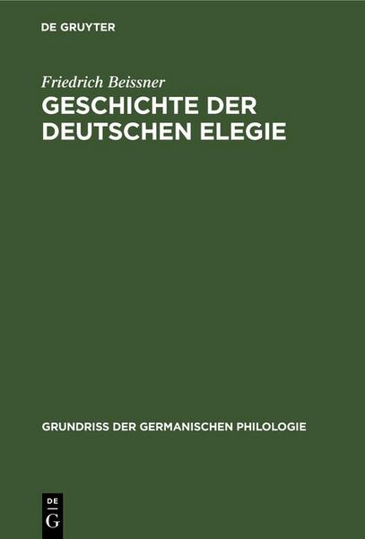 Produktbild: Geschichte der deutschen Elegie