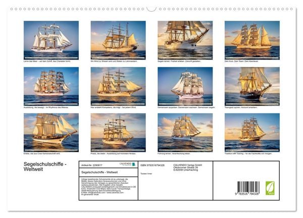 Produktbild: Segelschulschiffe - Weltweit (hochwertiger Premium Wandkalender 2027 DIN A2 quer), Kunstdruck in Hochglanz