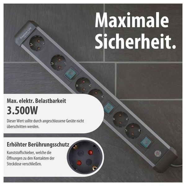 Produktbild: Brennenstuhl 1391030601 Steckdosenleiste mit Schalter Silber-Schwarz Schutzkontakt 1 St.