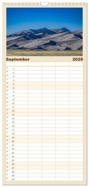 Produktbild: Familienplaner 2026 - Wyoming, South Dakota Colorado mit 5 Spalten (Wandkalender, 21 x 45 cm) CALVENDO