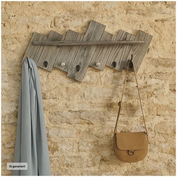 Produktbild: HTI-Living Rustikale Wandgarderobe aus Holz im Vintage-Design