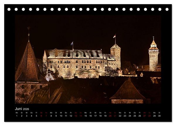 Produktbild: N&uuml;rnberg - Die Altstadt bei Nacht (Tischkalender 2026 DIN A5 quer), CALVENDO Monatskalender