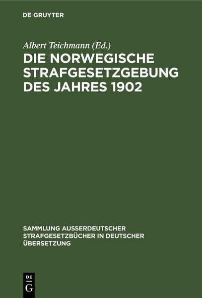 Produktbild: Die norwegische Strafgesetzgebung des Jahres 1902