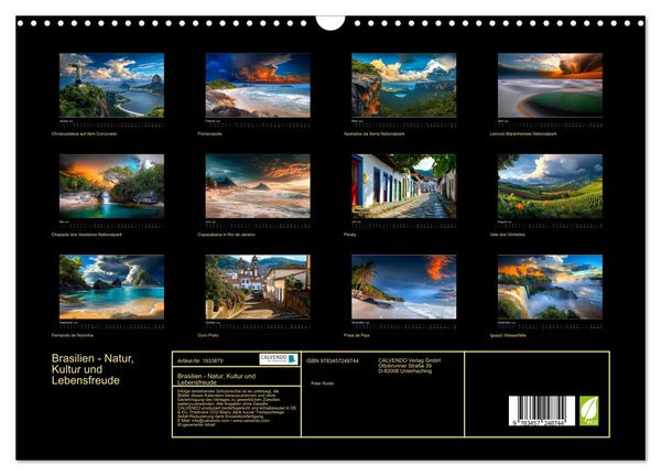 Produktbild: Brasilien - Natur, Kultur und Lebensfreude (Wandkalender 2026 DIN A3 quer), CALVENDO Monatskalender
