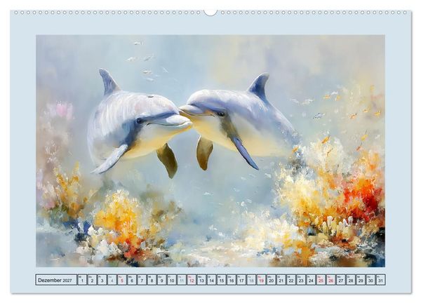 Produktbild: Delfine. Botschafter und T&auml;nzer der Meere (hochwertiger Premium Wandkalender 2027 DIN A2 quer), Kunstdruck in Hochglanz