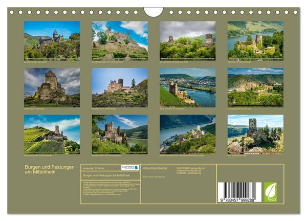 Produktbild: Burgen und Festungen am Mittelrhein (Wandkalender 2026 DIN A4 quer), CALVENDO Monatskalender