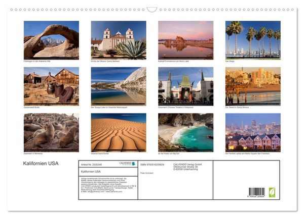 Produktbild: Kalifornien USA (Wandkalender 2026 DIN A2 quer), CALVENDO Monatskalender