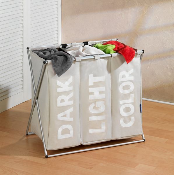 Produktbild: W&auml;schesammler Mod. Trio Beige, W&auml;schekorb, 130 l